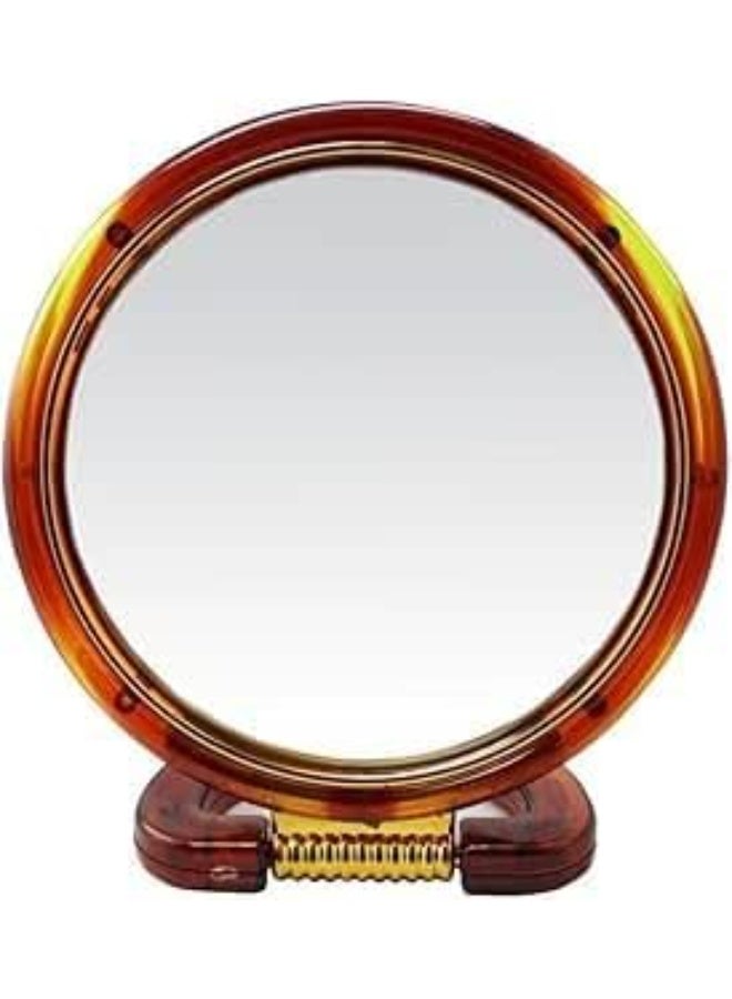 مراية مكياج دائرية تثبت على سطح الطاولة - على كلا الجانبين للحمام - طاولة التسريحة -مزدوجة الاوجة - رؤية طبيعية - ورؤية مكبرة 5 مرات (مقاس 23*15 سم) - Image 1